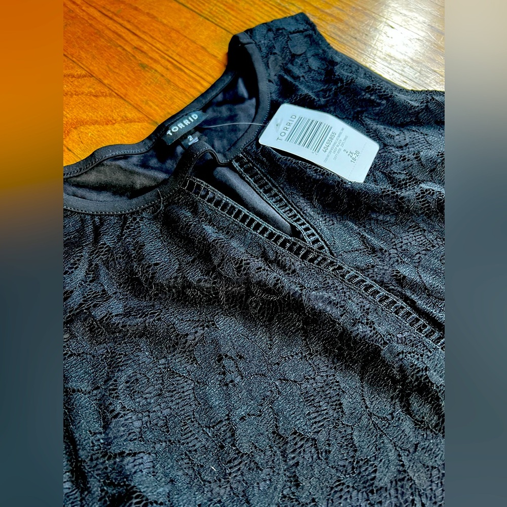 Torrid Studio Knit Crew Keyhole Lace Babydoll Tank